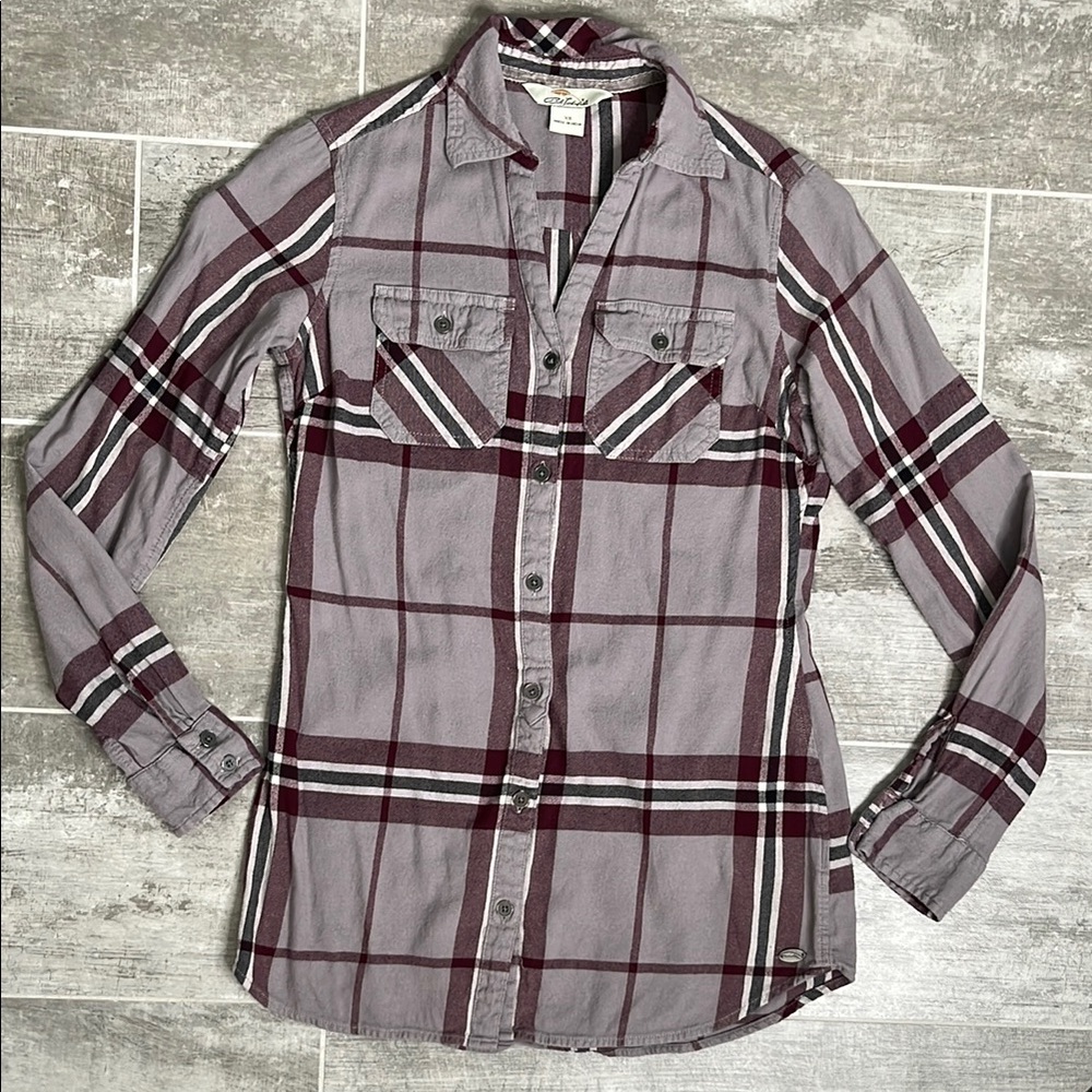 Bob Timberlake Plaid Cotton Blend Fleece Button Down Long Sleeve Shirt
